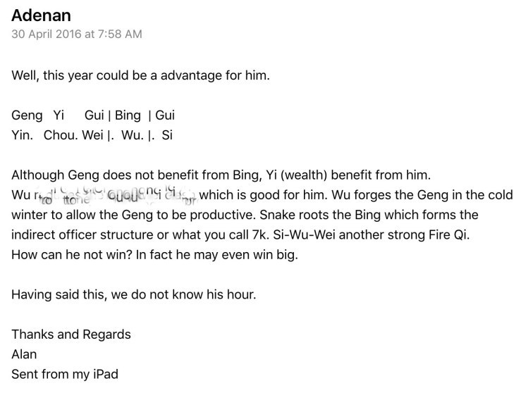 Bazi Analysis of Adenan