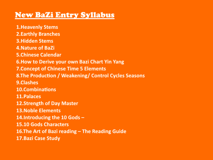 BaZi Course Syllabus